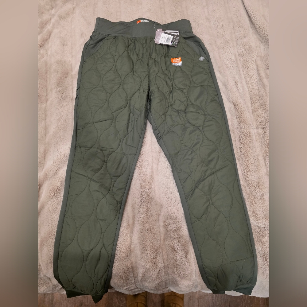 Kids Quilted Olive Green Jogger Pants